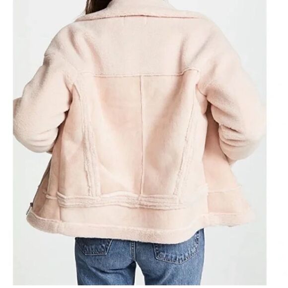 APPARIS Anne Faux-Shearling Moto-Style Jacket Pink - Picture 12 of 14
